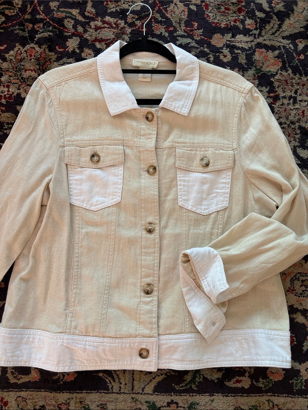 Cynthia Rowley Two-Tone Cream and White Denim Jacket